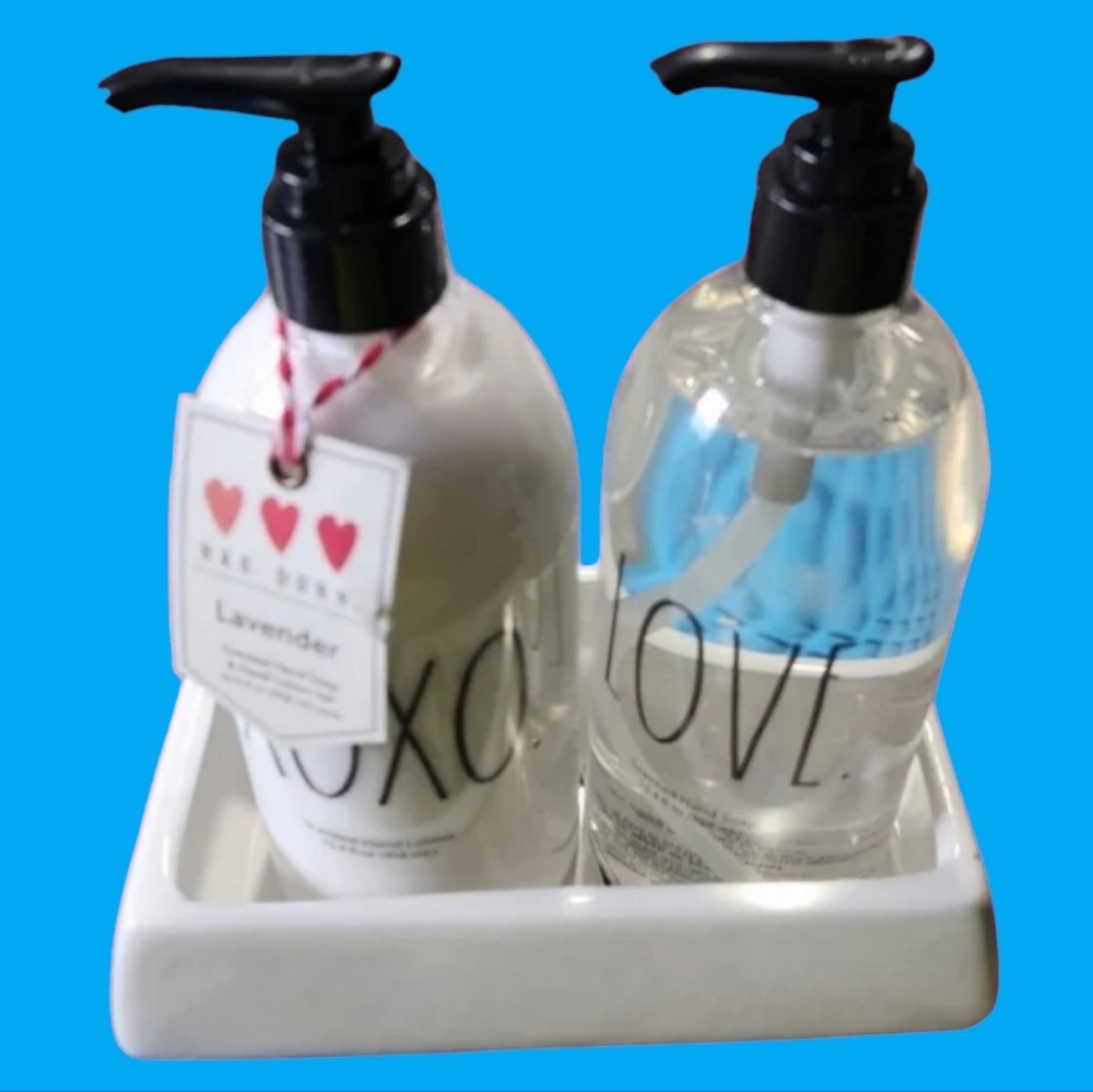 NWT Rae Dunn Lavender Hand Soap And Lotion Set - Picture 1 of 3